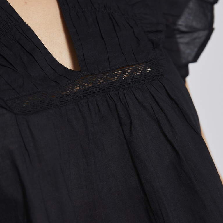 V-neck frill blouse "Ilona" Black